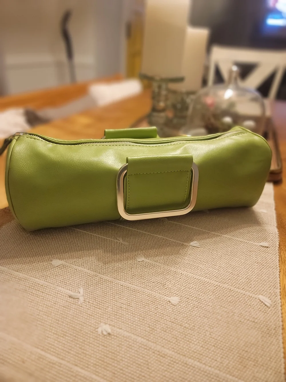 Vintage ALDO Lime Green Barrel Clutch Bag